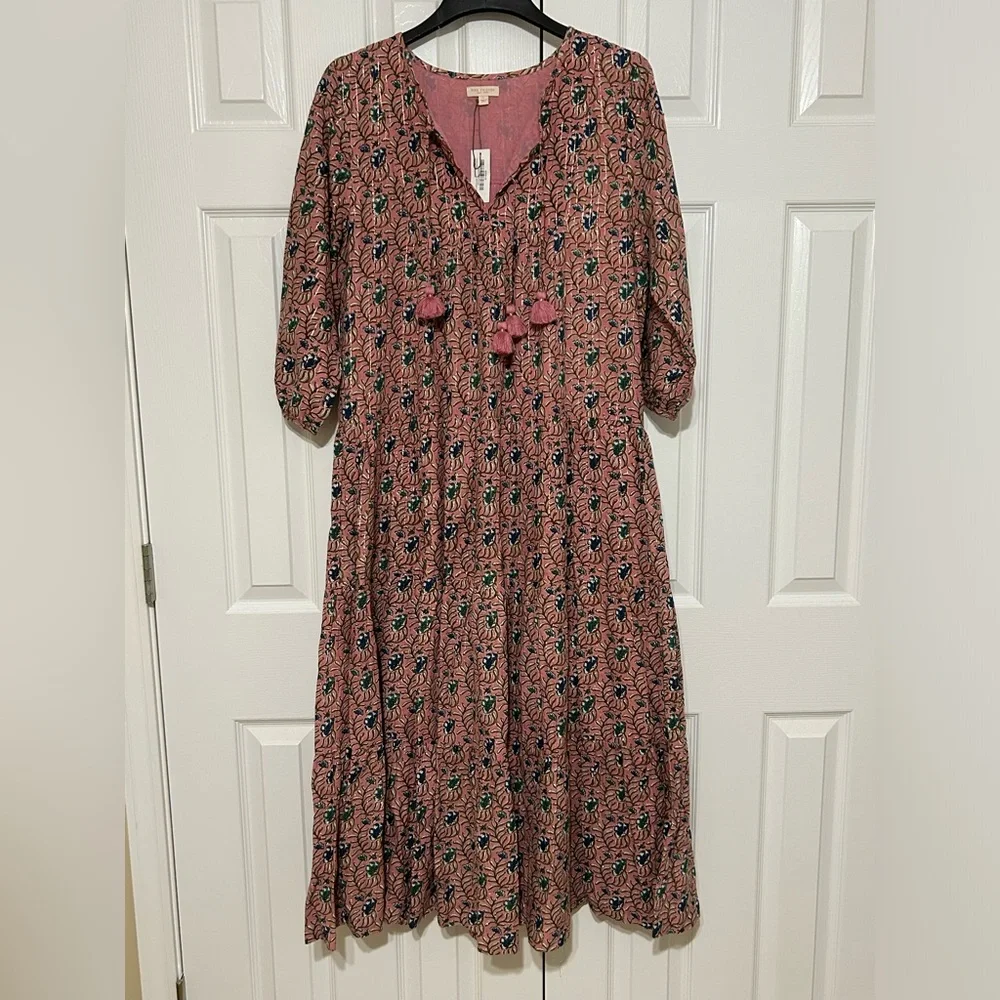 pink chicken indira dress Mauveglow vine floral - Picture 1 of 6
